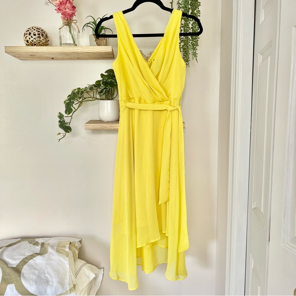 DKNY Chiffon Wrap Belted Midi Dress